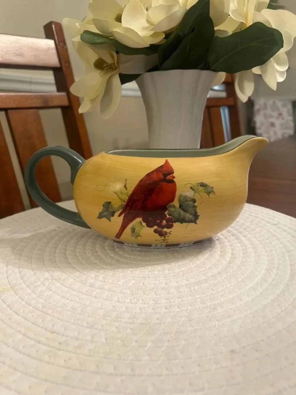 Lenox China WINTER GREETINGS Everyday Gravy Boat Cardinal Tartan Stoneware
